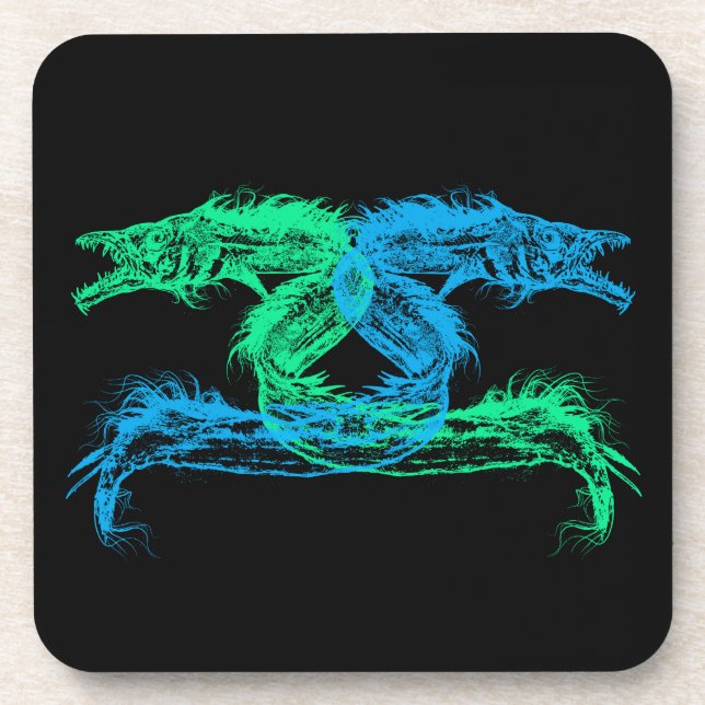 Sea Monsters Chose Your Background Color Coaster (Front)