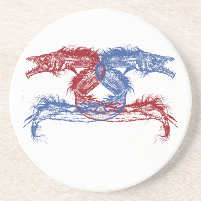 Sea Monsters With Your Choice Background Drink Coaster (Front)