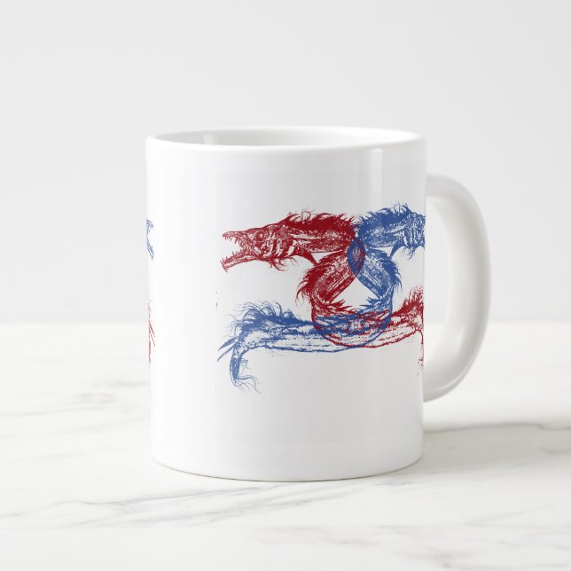 Sea Monsters With Your Choice Background Giant Coffee Mug (Front Right)