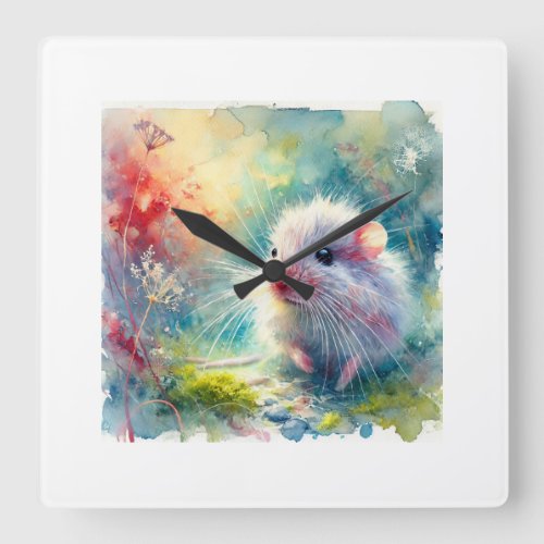 Sea Mouse 200624AREF102 _ Watercolor Square Wall Clock