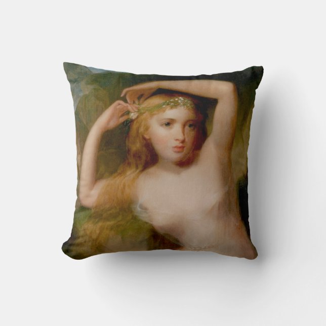 Sea Nymph (by Thomas Sully) Throw Pillow (Front)