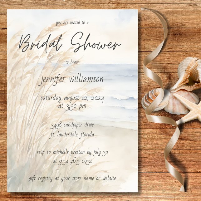 Sea Oats and Surf Bridal Shower  Invitation (Creator Uploaded)