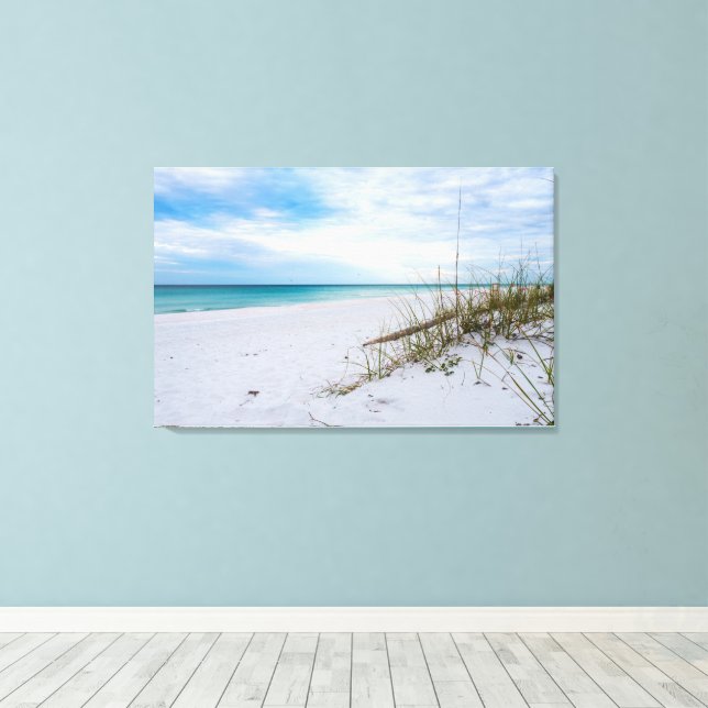 Sea Oats And White Sand Beach Morning Canvas (Insitu(Wood Floor))