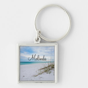 Sea Oats And White Sand Beach Morning Keychain