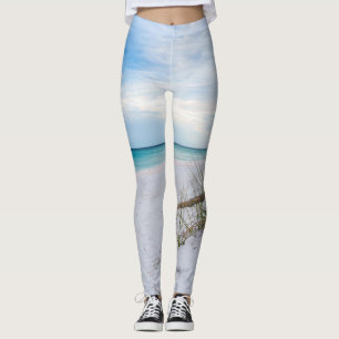 Sea Oats And White Sand Beach Morning Leggings