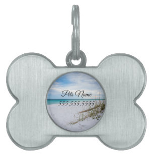 Sea Oats And White Sand Beach Morning Pet Tag