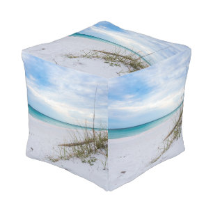 Sea Oats And White Sand Beach Morning Pouf