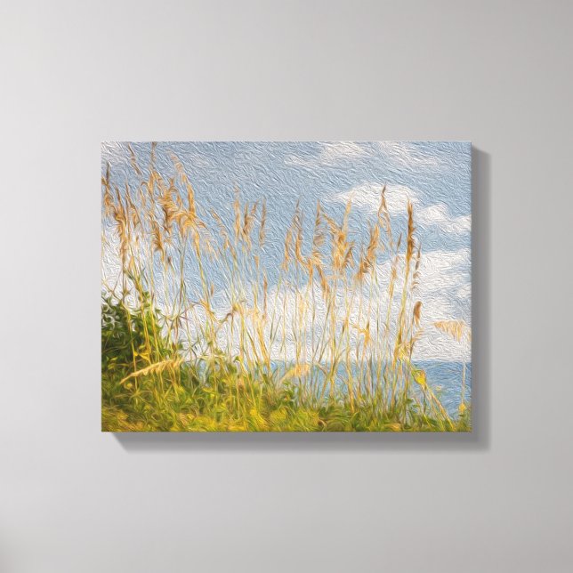 Sea Oats Faux Oil Painting Canvas Print (Front)