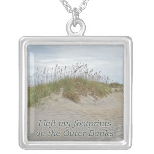 Sea Oats on Sand Dune Outer Banks NC Silver Plated Necklace