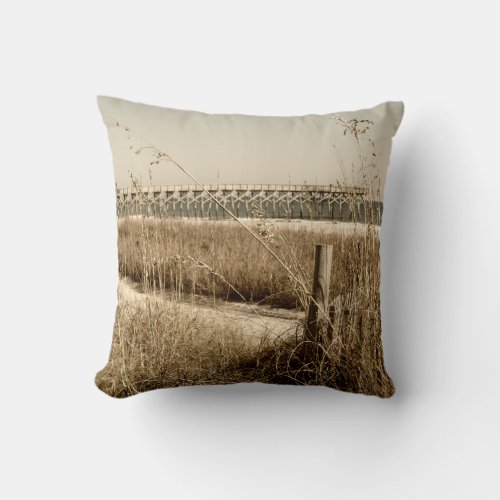 Sea Oats on the Dunes at Myrtle Beach Throw Pillow