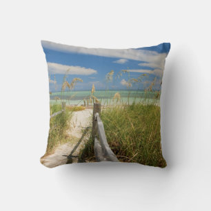 Sea oats Uniola paniculata) growing by beach Throw Pillow