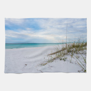 Sea Oats & White Sand Beach Morning Kitchen Towel