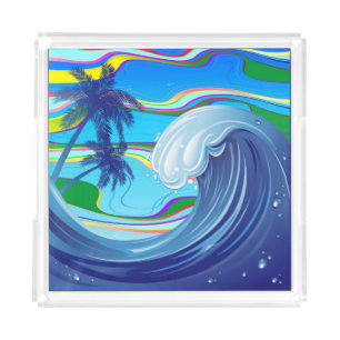 Sea Ocean big Wave Water Acrylic Tray