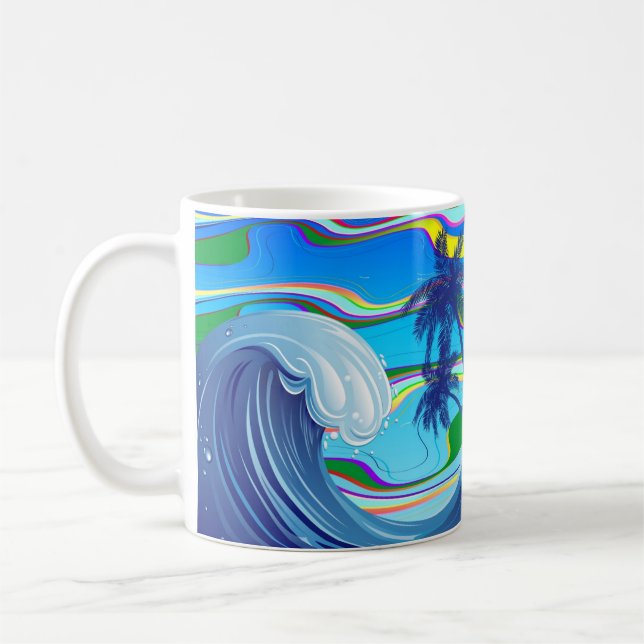 Sea Ocean big Wave Water  Coffee Mug (Left)