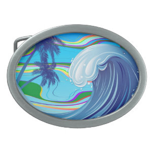 Sea Ocean big Wave Water Double-Sided keychain Belt Buckle