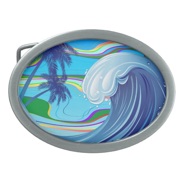 Sea Ocean big Wave Water Double-Sided keychain Belt Buckle (Front)