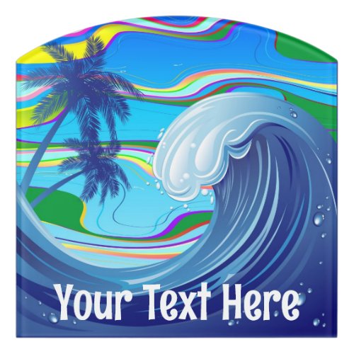 Sea Ocean big Wave Water Double_Sided keychain Door Sign