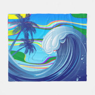 Sea Ocean big Wave Water Double-Sided keychain Fleece Blanket
