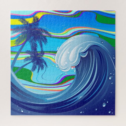 Sea Ocean big Wave Water Double_Sided keychain Jigsaw Puzzle