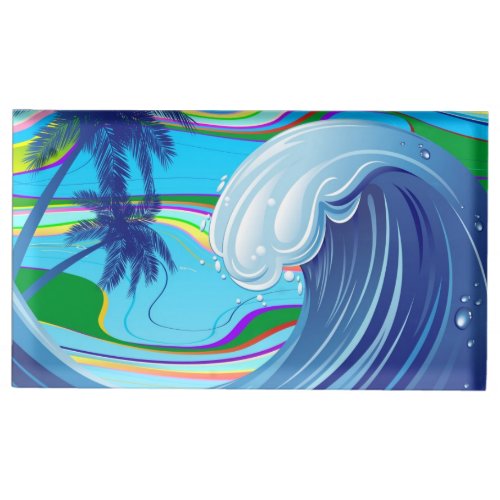 Sea Ocean big Wave Water Double_Sided keychain Place Card Holder