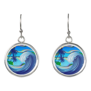 Sea Ocean big Wave Water  Earrings