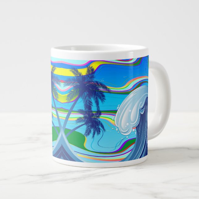 Sea Ocean big Wave Water  Giant Coffee Mug (Front Right)