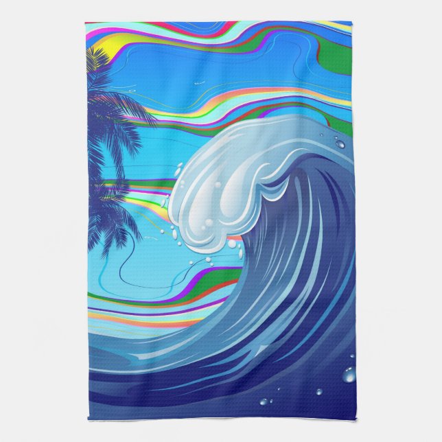 Sea Ocean big Wave Water  Kitchen Towel (Vertical)