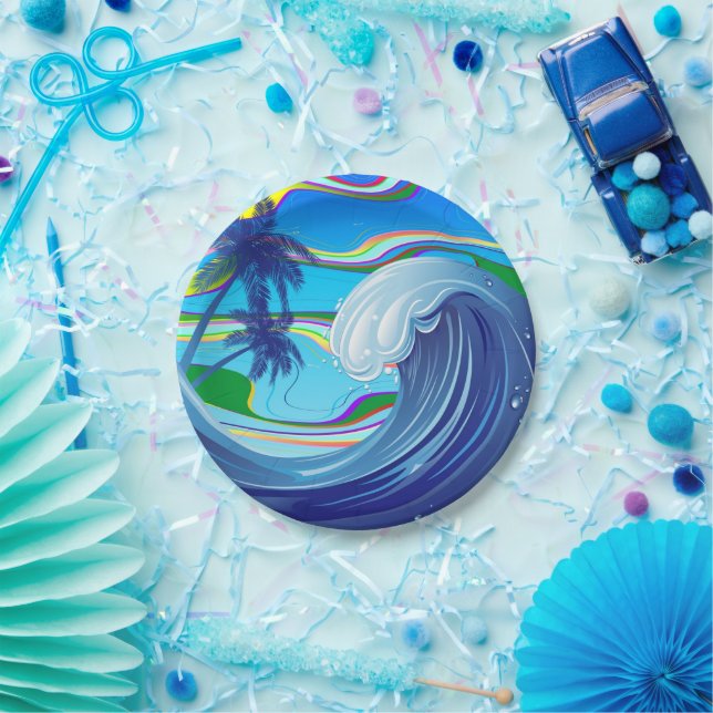 Sea Ocean big Wave Water  Paper Plates (Party)