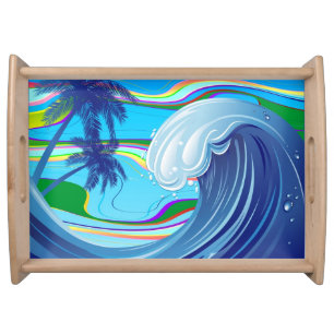 Sea Ocean big Wave Water Serving Tray