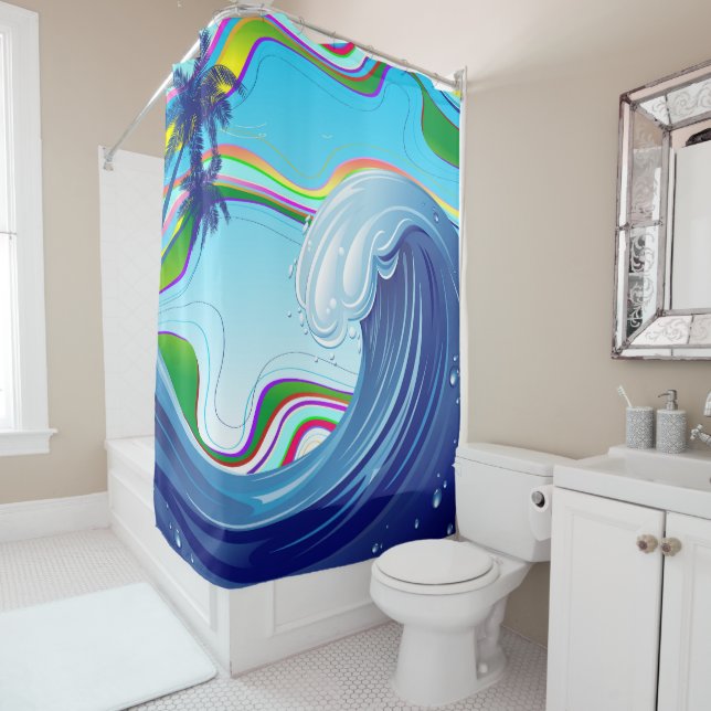 Sea Ocean big Wave Water  Shower Curtain (In Situ)