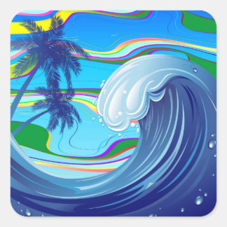 Sea Ocean big Wave Water  Square Sticker
