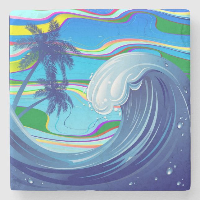 Sea Ocean big Wave Water  Stone Coaster (Front)