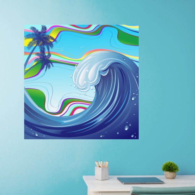 Sea Ocean big Wave Water  Wall Decal (Home Office)