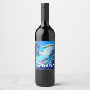 Sea Ocean big Wave Water Wine Label