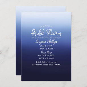 Sea Ocean Blue Modern Minimal Beach Bridal Shower Invitation