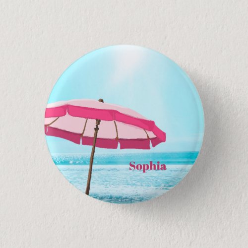 Sea Ocean Blue Summer Surf Pink Beach Umbrella Button