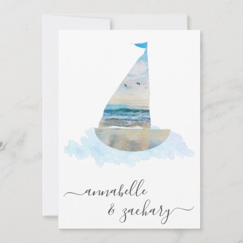  Sea Ocean BOAT RSVP  QR Beach AR7 Wedding Invitation