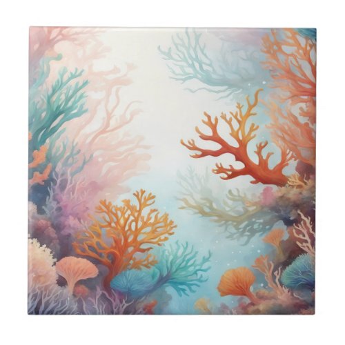 Sea Ocean Bottom Corals Design 315 Ceramic Tile