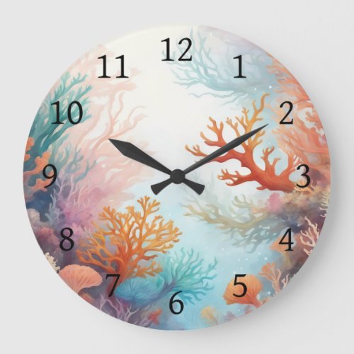 Sea Ocean Bottom Corals Design 315 Large Clock
