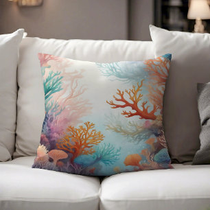 Sea Ocean Bottom Corals Design 315 Throw Pillow