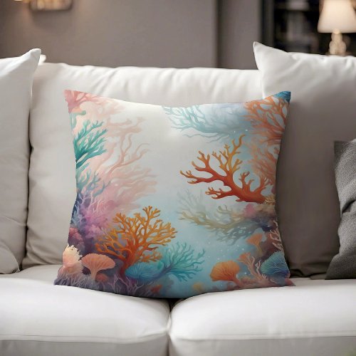Sea Ocean Bottom Corals Design 315 Throw Pillow