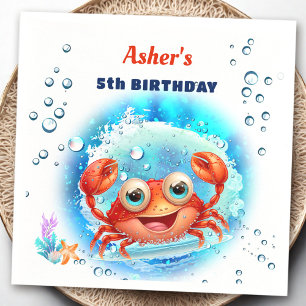 Sea Ocean Crab Birthday Pool Party Boy Custom Age Napkins