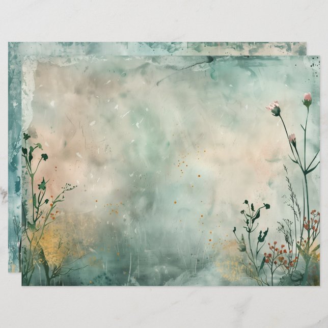 Sea Ocean Mermaid Junk Journal Scrapbook Paper (Front/Back)