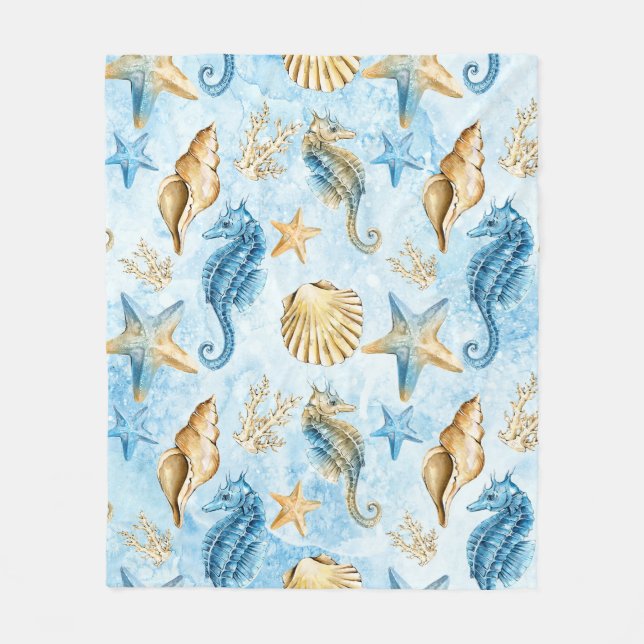 Sea & ocean pattern fleece blanket (Front)
