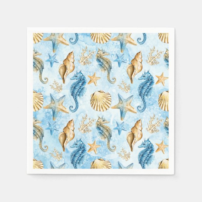 Sea & ocean pattern paper napkins (Front)