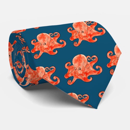 sea octopus pattern neck tie