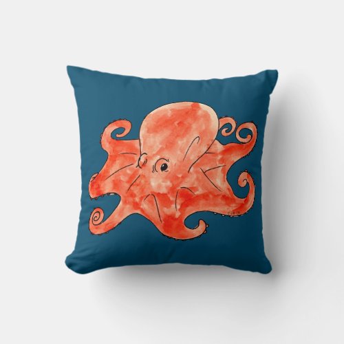 sea octopus throw pillow