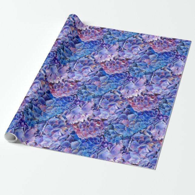 Sea of Blue Hydrangeas Flowers Gift Wrap (Unrolled)