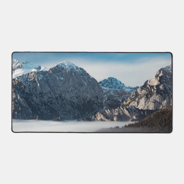 Sea of fog and snowy mountains desk mat (Front)