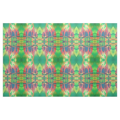 Sea of Green With Cubist Abstract Junks Fabric